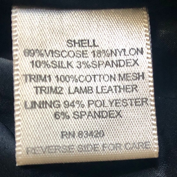 Cluny navy dress w/ black leather & mesh. Size 2 - Picture 4 of 5